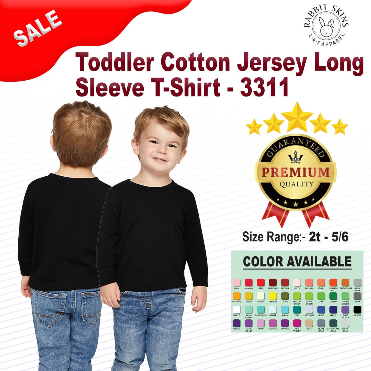 Rabbit Skins Toddler Cotton Jersey Long Sleeve T-Shirt - 3311