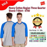 Gildan® Heavy Cotton Raglan Crewneck Three-Quarter Sleeve T-Shirt