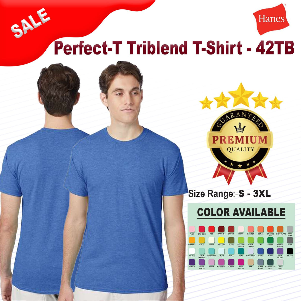 Hanes® Perfect-T Triblend Crew Neck Short Sleeve T-Shirt