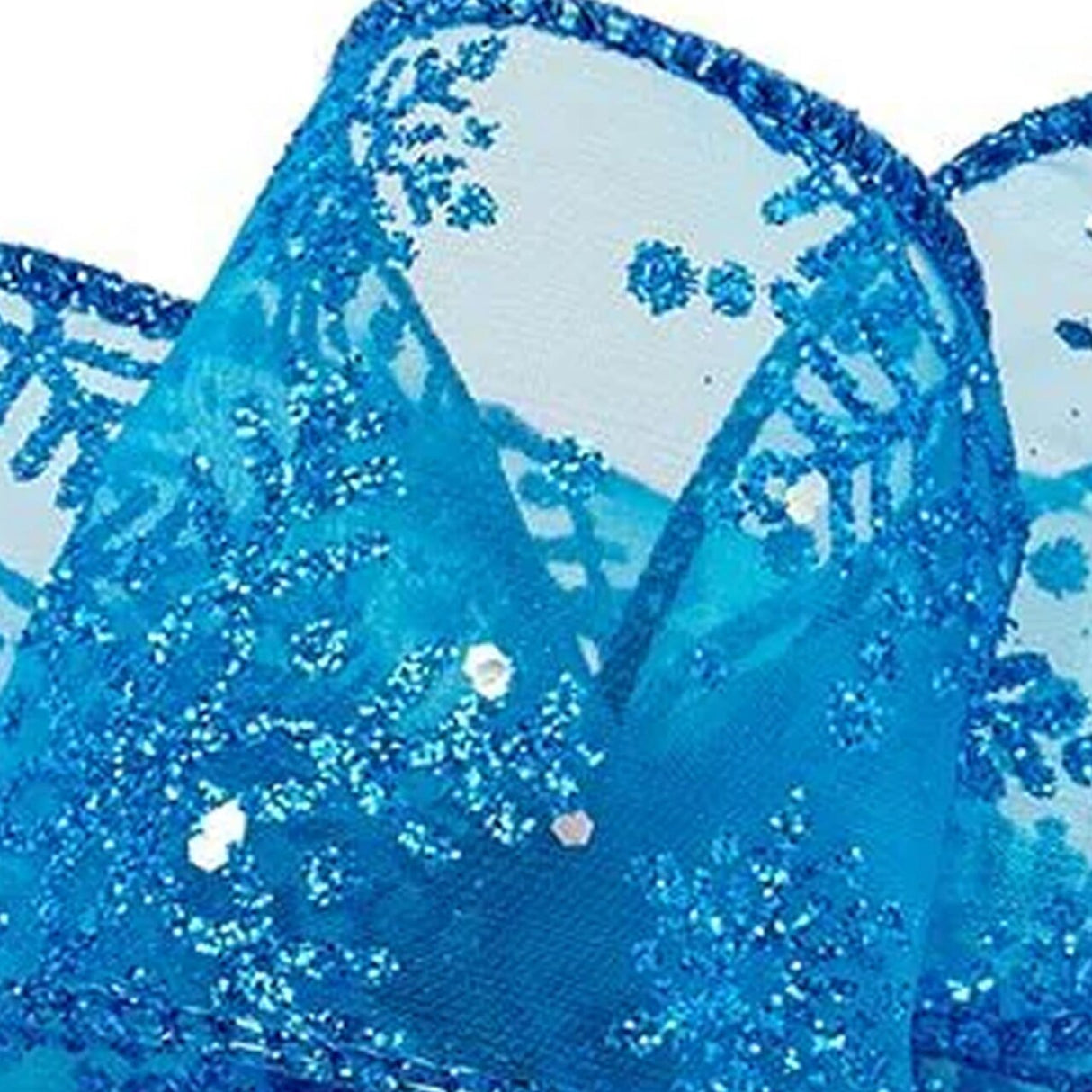 Blue Sparkle Snowflake Ribbon 10 Yards x 2.5 Inches 1 Roll