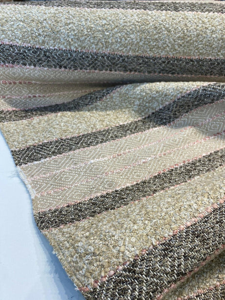 P Kaufmann Woven Path Jacquard Fabric - Desert Pink, Linen Background With Pink And Brown Hints, 54" Width (1 Yard)