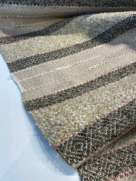 P Kaufmann Woven Path Jacquard Fabric - Desert Pink, Linen Background With Pink And Brown Hints, 54" Width (1 Yard)