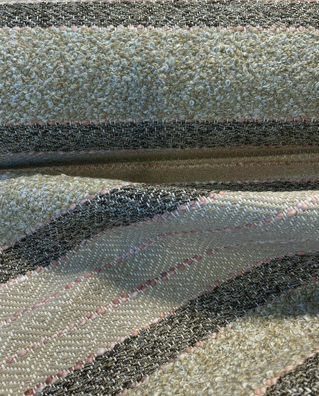 P Kaufmann Woven Path Jacquard Fabric - Desert Pink, Linen Background With Pink And Brown Hints, 54" Width (1 Yard)