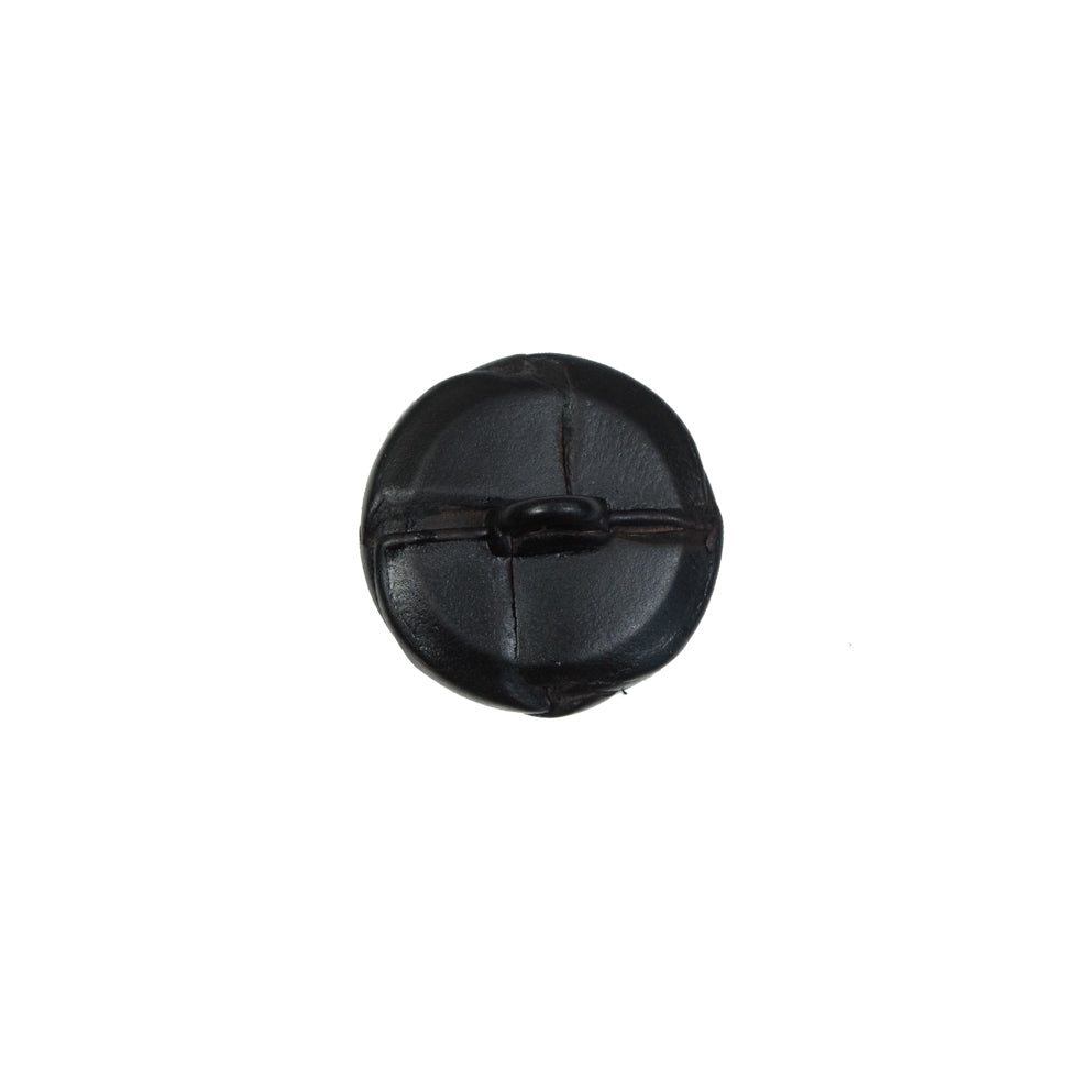 Black Leather Shank Back Button - 20L/12.5mm
