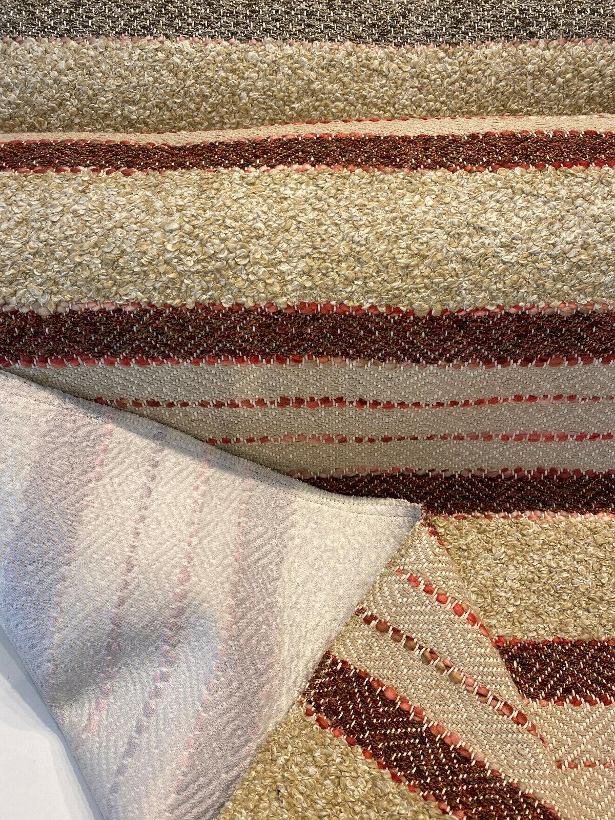 P Kaufmann Woven Path Jacquard Fabric - Cinnabar Red, Linen Background With Pink And Brown Hints, 54" Width (1 Yard)