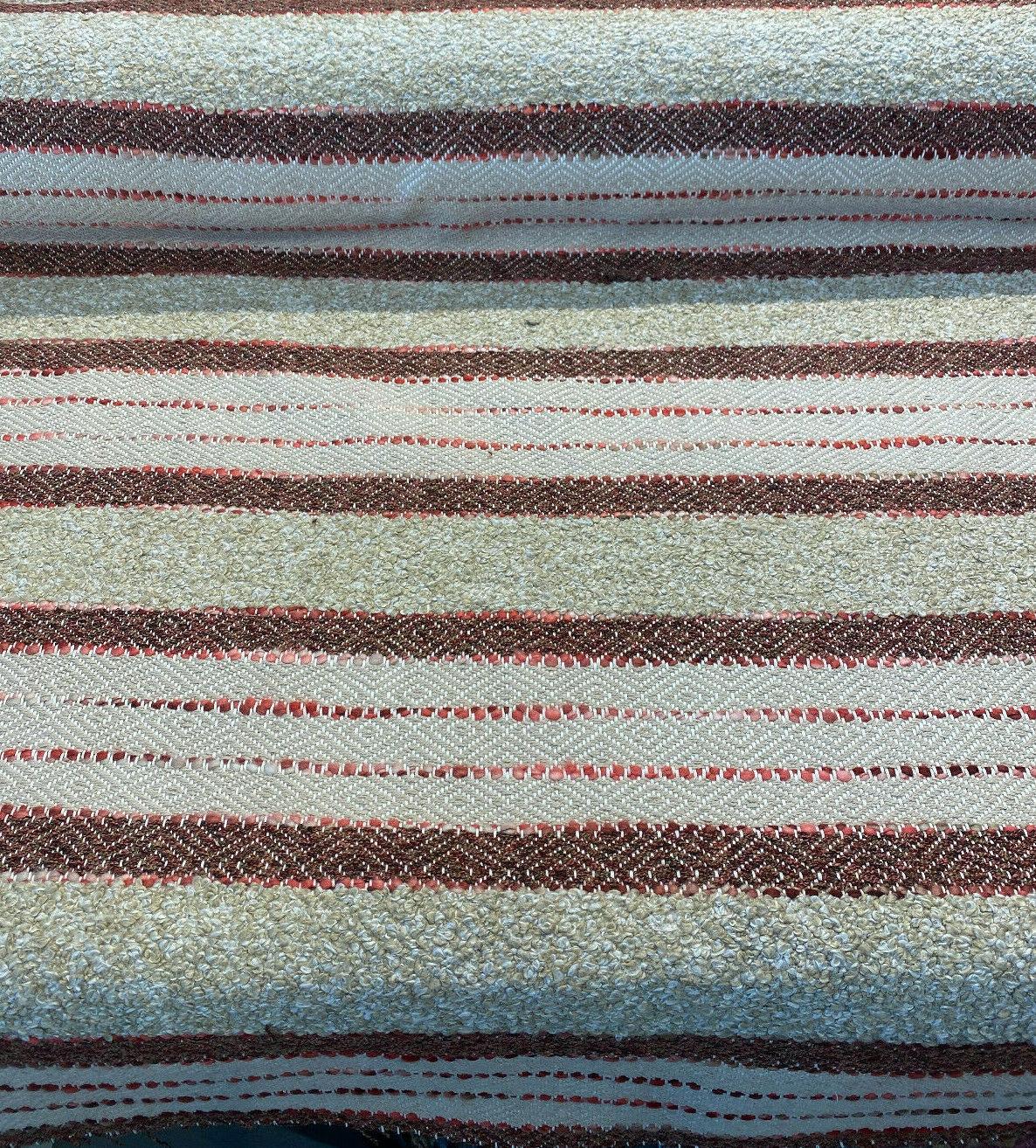 P Kaufmann Woven Path Jacquard Fabric - Cinnabar Red, Linen Background With Pink And Brown Hints, 54" Width (1 Yard)