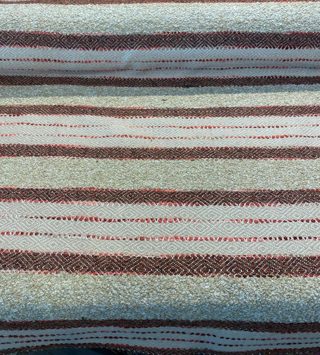 P Kaufmann Woven Path Jacquard Fabric - Cinnabar Red, Linen Background With Pink And Brown Hints, 54" Width (1 Yard)