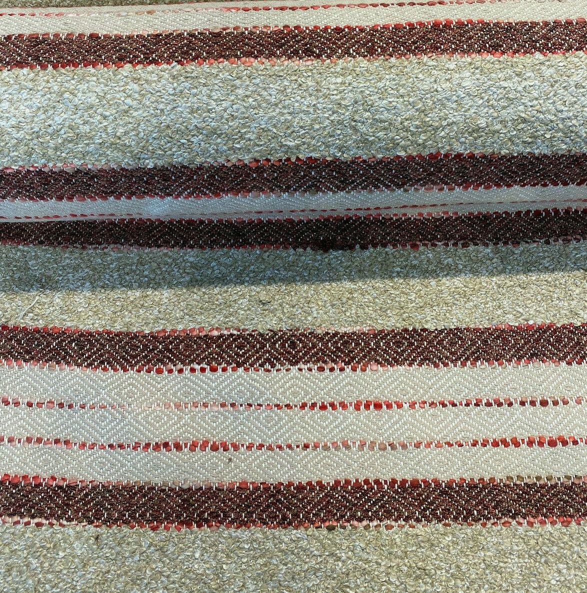 P Kaufmann Woven Path Jacquard Fabric - Cinnabar Red, Linen Background With Pink And Brown Hints, 54" Width (1 Yard)