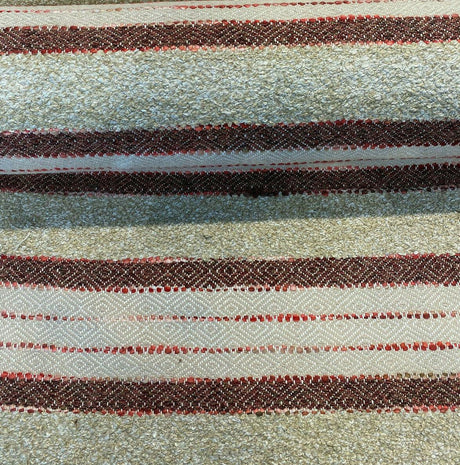 P Kaufmann Woven Path Jacquard Fabric - Cinnabar Red, Linen Background With Pink And Brown Hints, 54" Width (1 Yard)