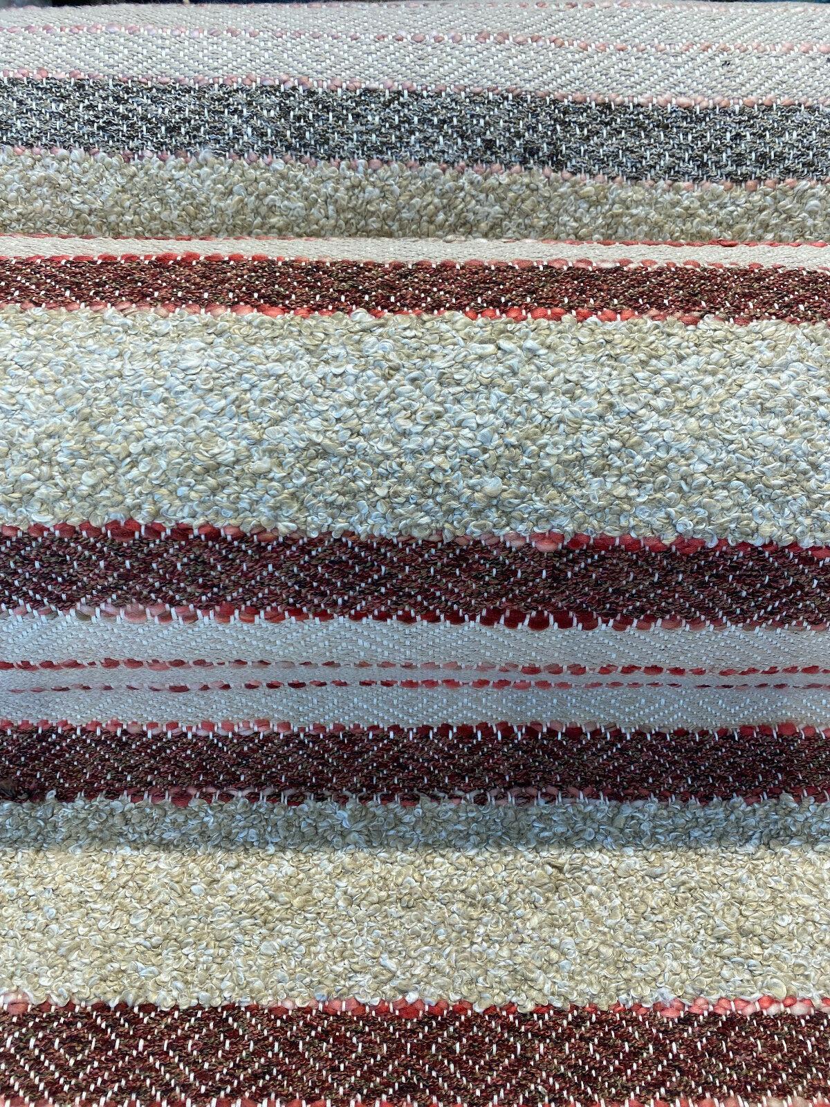 P Kaufmann Woven Path Jacquard Fabric - Cinnabar Red, Linen Background With Pink And Brown Hints, 54" Width (1 Yard)