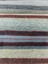 P Kaufmann Woven Path Jacquard Fabric - Cinnabar Red, Linen Background With Pink And Brown Hints, 54" Width (1 Yard)