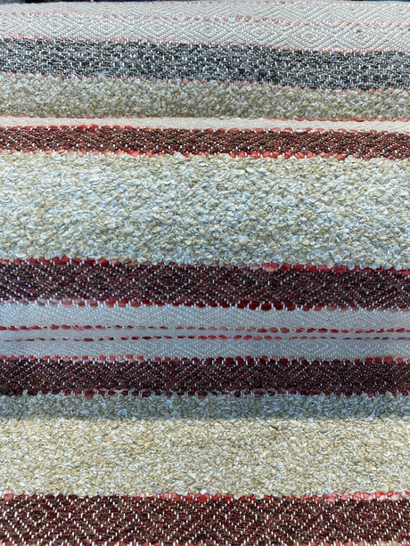 P Kaufmann Woven Path Jacquard Fabric - Cinnabar Red, Linen Background With Pink And Brown Hints, 54" Width (1 Yard)