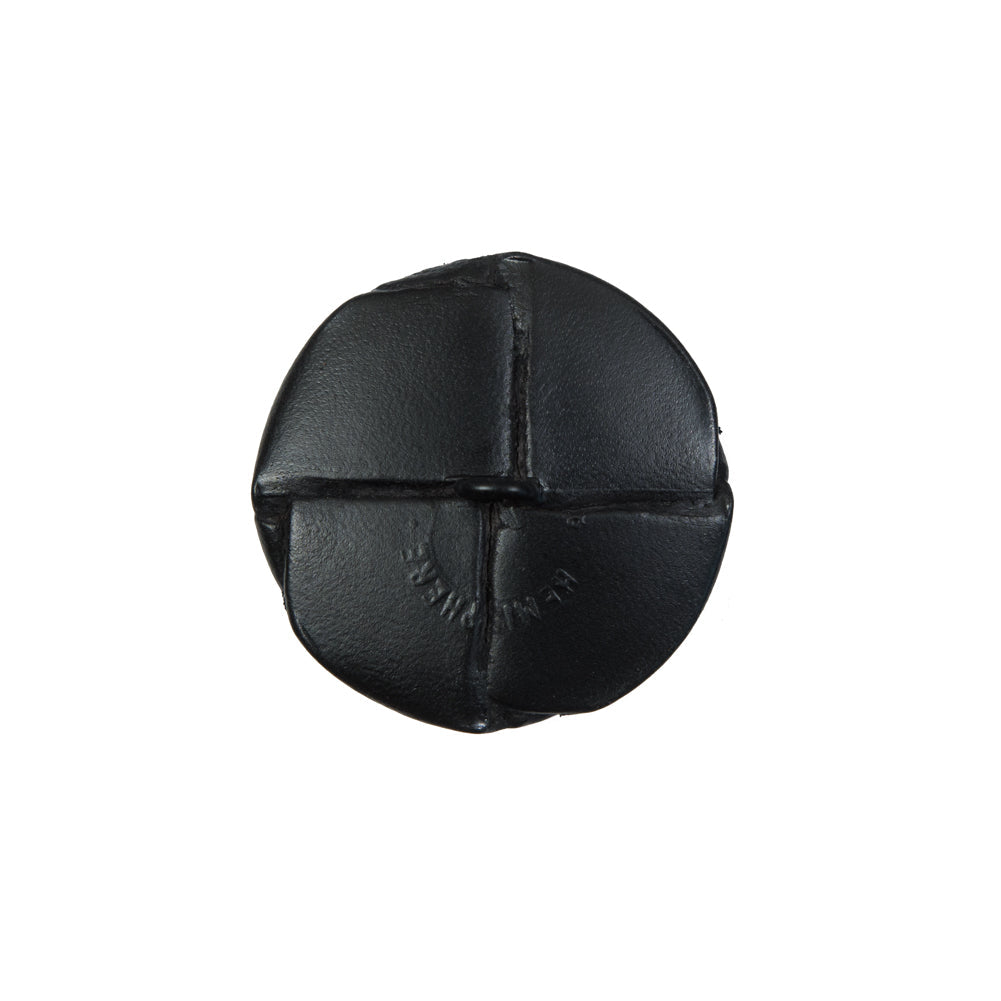 Black Leather Shank Back Button - 32L/20mm