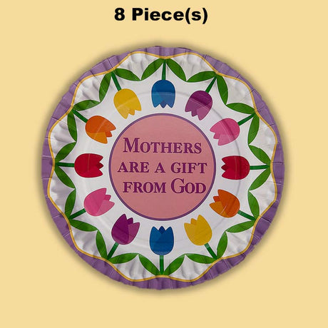 8 Count Mother’s Day Mothers Are a Gift From God Paper Dessert Plates 7"