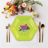 8 Ct. Neon 90s Party Paper Dinner Plates Funky Retro Design 9"
