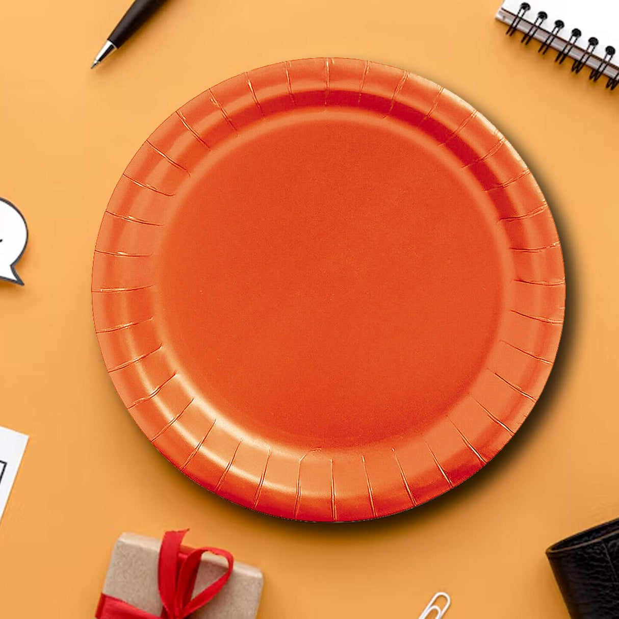 24 Count Orange Paper Plates 7" Round Dessert Plates for Fall and Halloween Parties