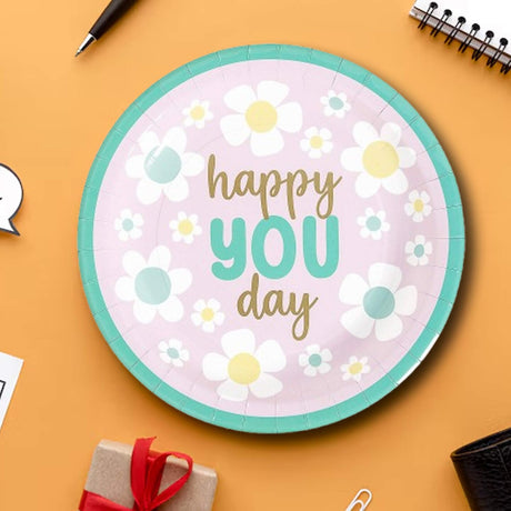 जन्मदिन ग्रेजुएशन ऑफिस पार्टी के लिए 8 काउंट हैप्पी यू डे पेपर डिनर प्लेट्स 9"