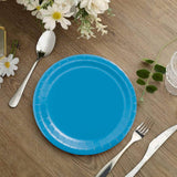 24 Count Solid Color Turquoise Round Paper Dessert Plates 7 Inch for Parties and Events