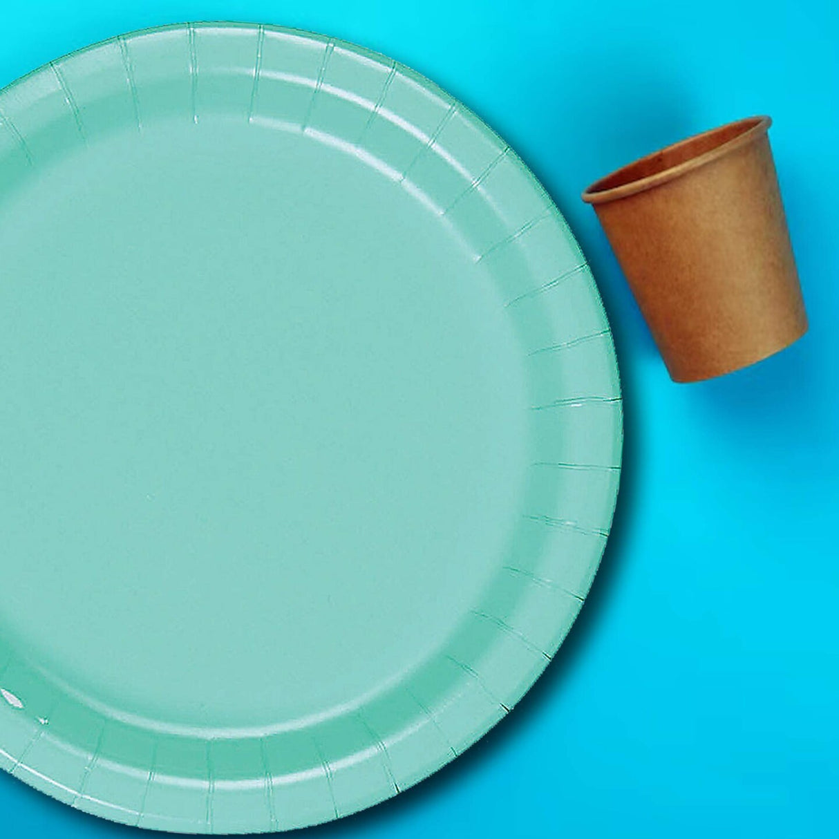 24 Count Mint Solid Color Round Paper Plates 7 Inch Dessert Tableware for Events