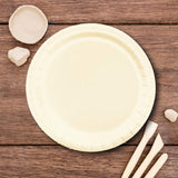 24 Count Ivory Color Round Paper Plates for Elegant Desserts 7"