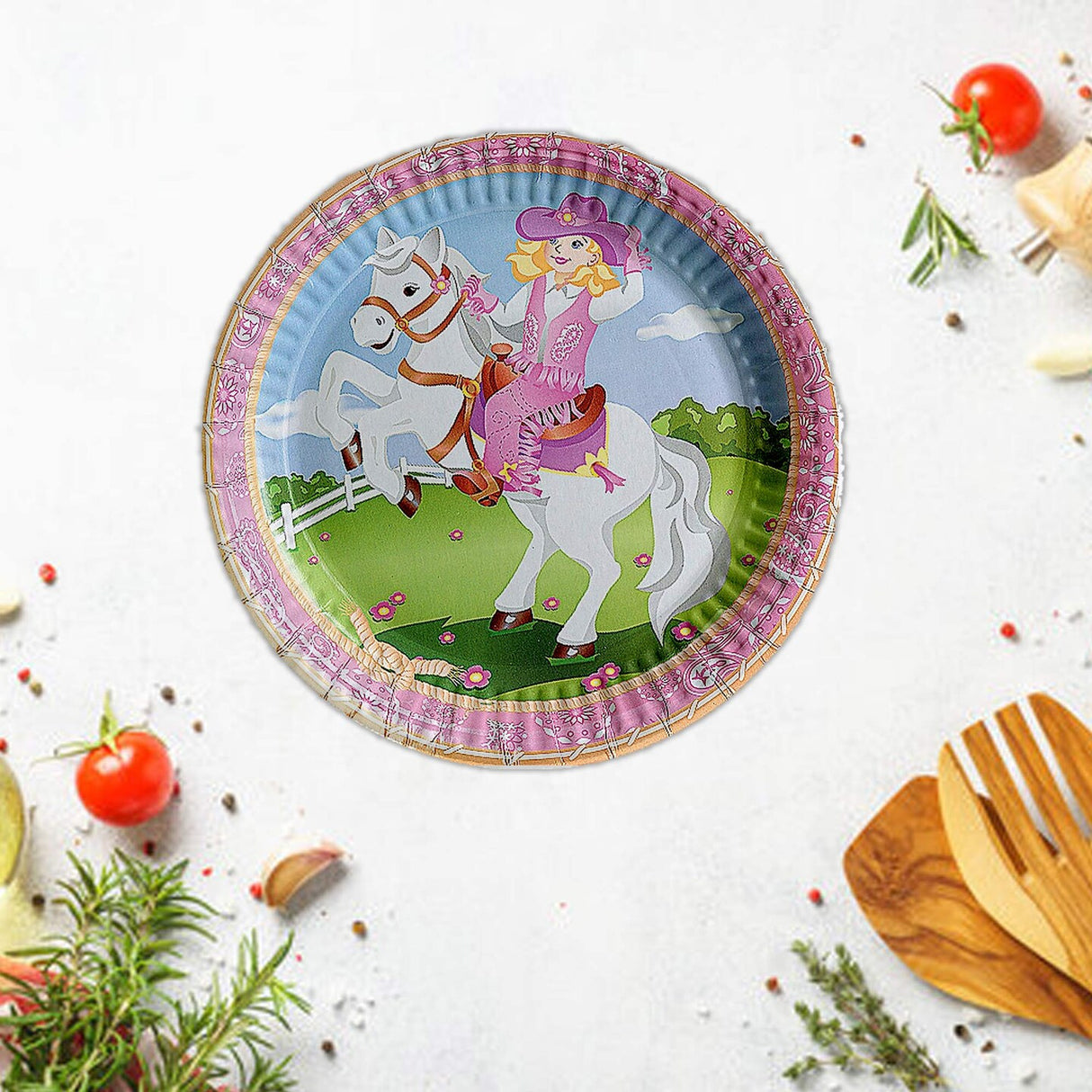 8 Ct. Pink Cowgirl Party Paper Dinner Plates Western Rodeo Theme Tableware 9 Inch