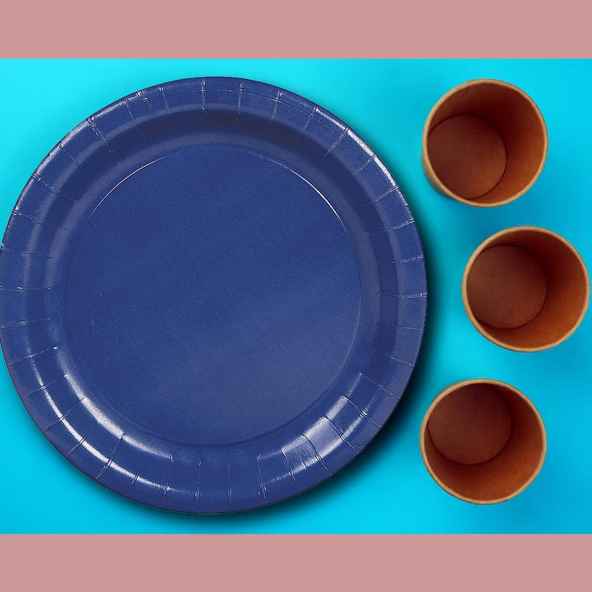 24 Count Navy Blue Solid Color Round Paper Dessert Plates 7 Inch