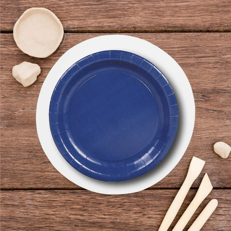 24 Count Navy Color Paper Dessert Plates for Birthday Wedding Party 7"