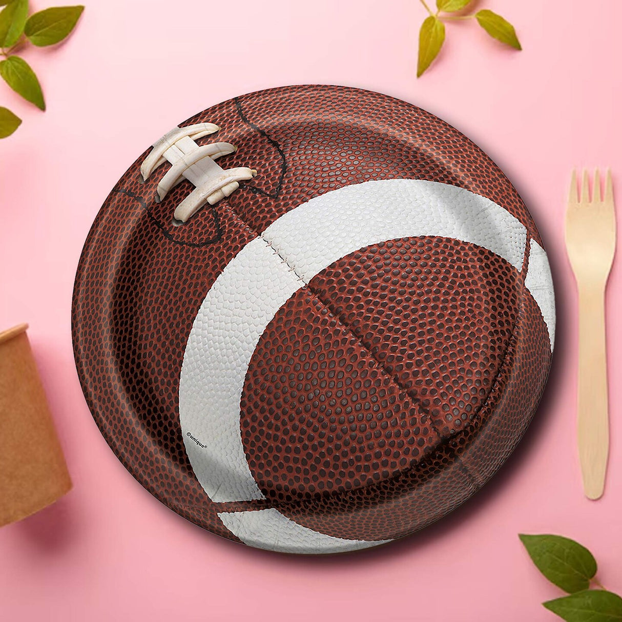 8 Count Football Party Round Disposable Paper Plates 8 1/2 Inch for Game Day Events