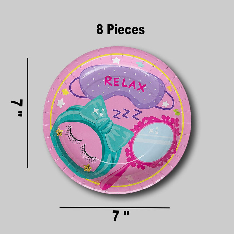 8 Ct. Spa Party Dessert Plates Pink 7" Round Paper Plates