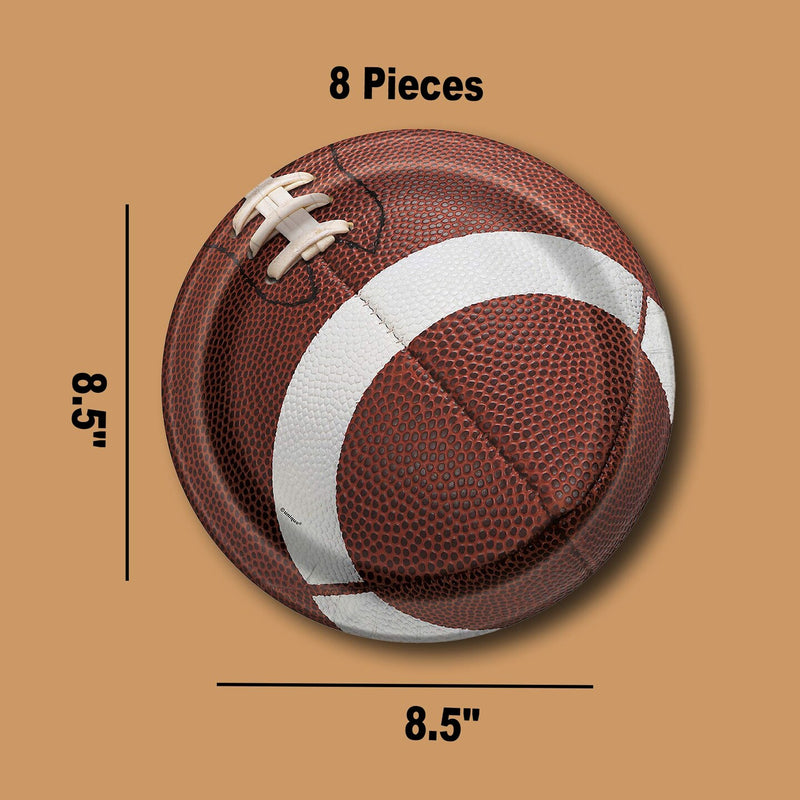 8 Count Football Party Round Disposable Paper Plates 8 1/2 Inch for Game Day Events