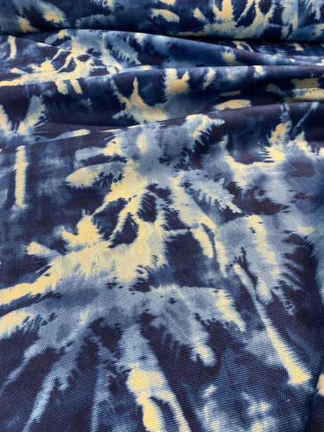 Tamarindo Palm Trees Azul Cotton Fabric - Blue Abstract Palm Trees, 54" Width (1 Yard)