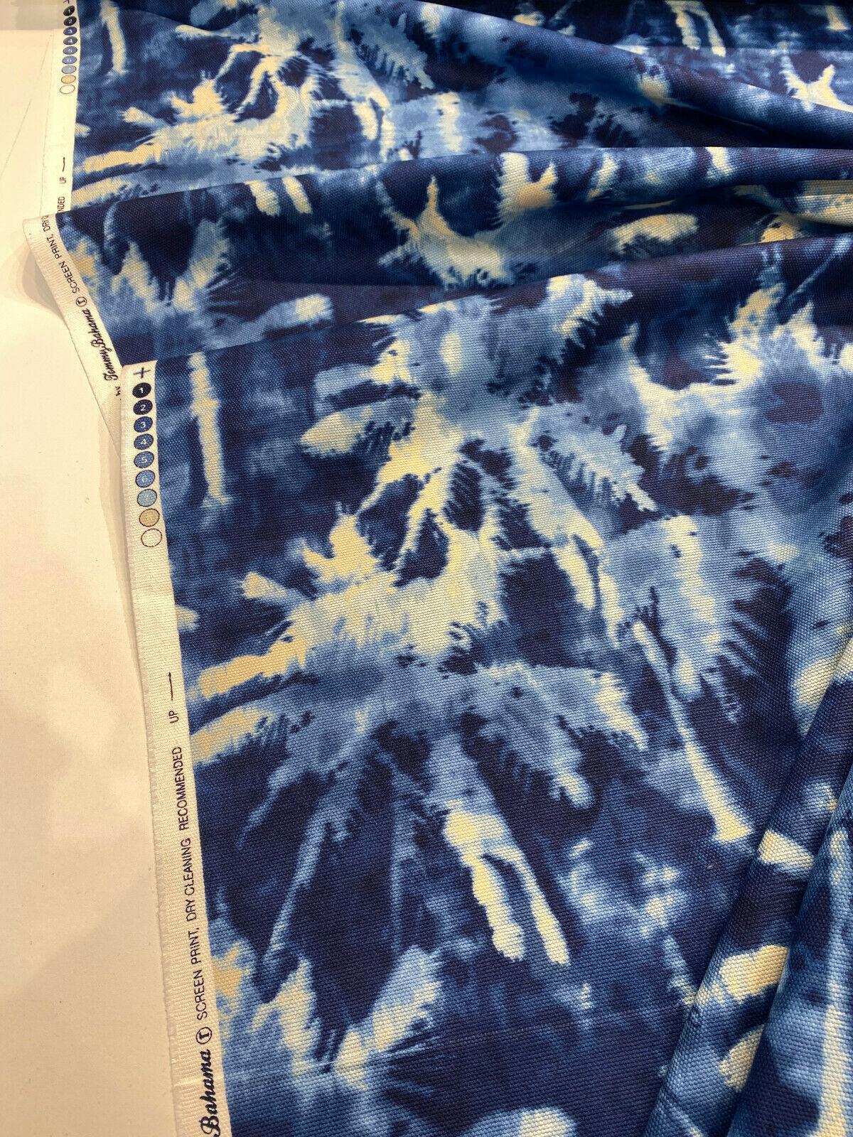 Tamarindo Palm Trees Azul Cotton Fabric - Blue Abstract Palm Trees, 54" Width (1 Yard)