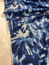 Tamarindo Palm Trees Azul Cotton Fabric - Blue Abstract Palm Trees, 54" Width (1 Yard)