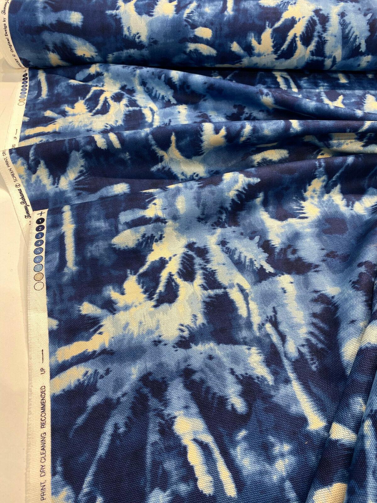 Tamarindo Palm Trees Azul Cotton Fabric - Blue Abstract Palm Trees, 54" Width (1 Yard)