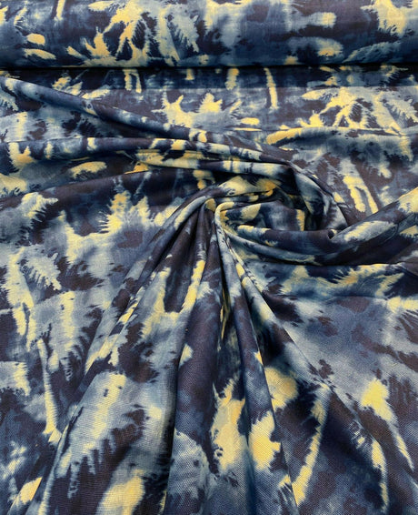 Tamarindo Palm Trees Azul Cotton Fabric - Blue Abstract Palm Trees, 54" Width (1 Yard)