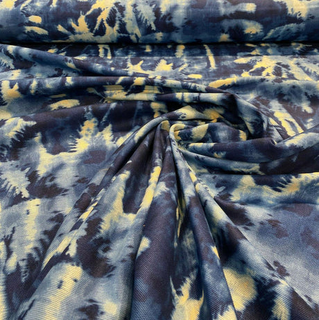 Tamarindo Palm Trees Azul Cotton Fabric - Blue Abstract Palm Trees, 54" Width (1 Yard)
