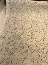 Waverly Cursive Caps Silver Linen Fabric - Silver Cursive Print, 54" Width (1 Yard)