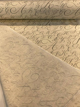 Waverly Cursive Caps Silver Linen Fabric - Silver Cursive Print, 54" Width (1 Yard)