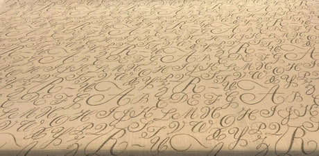 Waverly Cursive Caps Silver Linen Fabric - Silver Cursive Print, 54" Width (1 Yard)