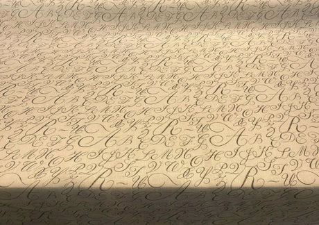 Waverly Cursive Caps Silver Linen Fabric - Silver Cursive Print, 54" Width (1 Yard)