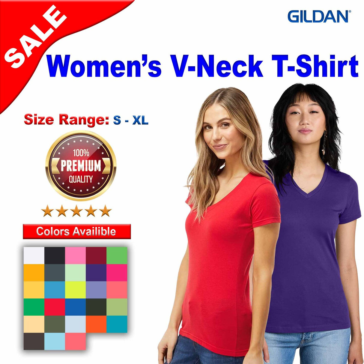 Gildan® Softstyle Women’s V-Neck T-Shirt