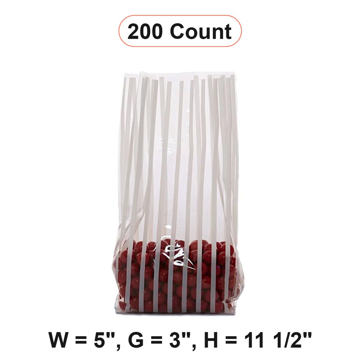 Stripe Patterned Cello Bags 5 '' x 3 '' x 11 1/2 '' Vertical Stripe White Color