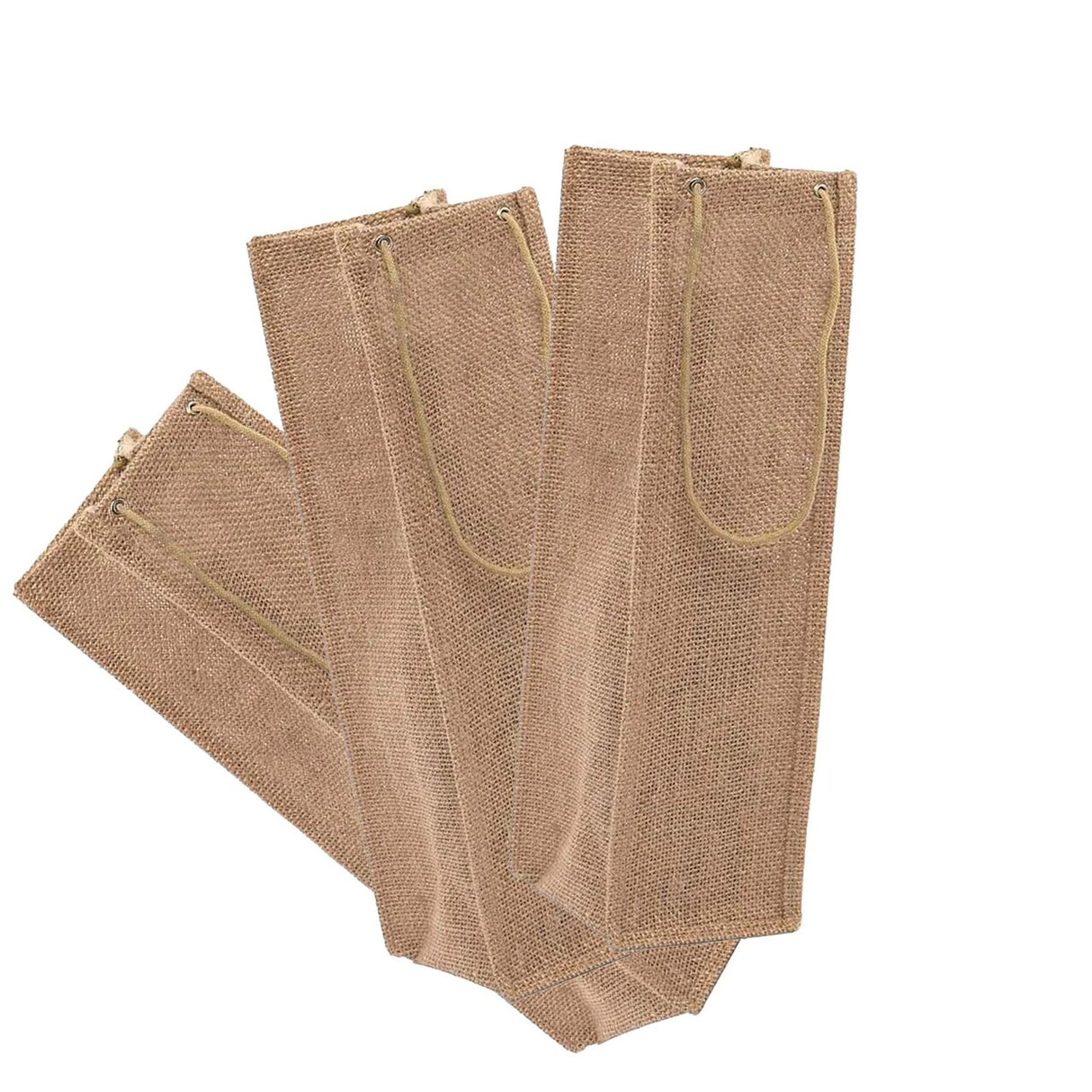 Jute Cord Handle Wine Bags 4 '' X 4 '' X 14 '' Natural