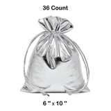 Metallic Lame Bags 6 '' x 10 '' Silver Color 12 EACH / PACKAGE