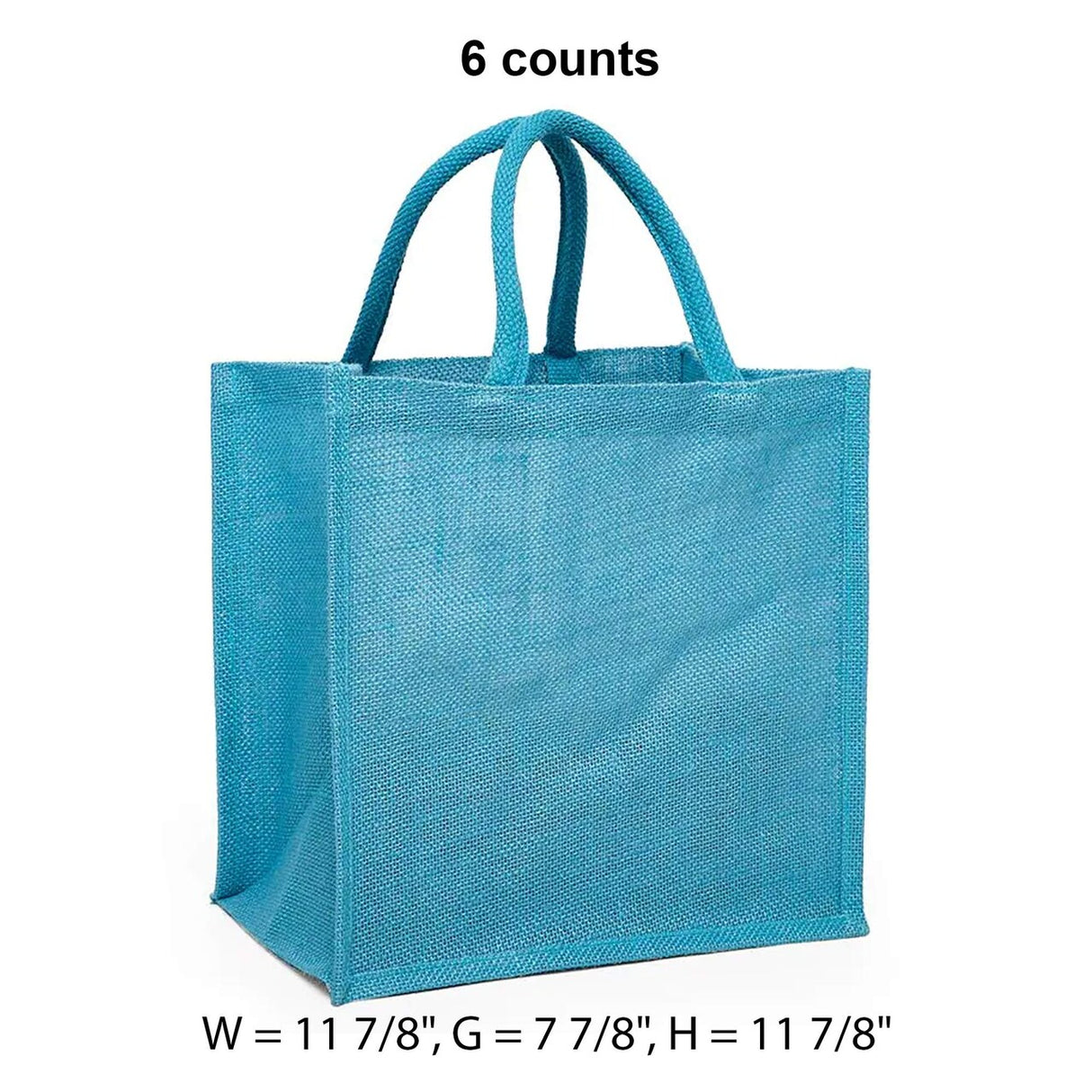 Jute Shopping Bags - Laminated Interior 11 7/8 '' X 7 7/8 '' X 11 7/8 '' Sky Blue