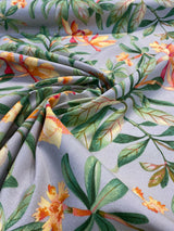Orchid Valley Spun Polyester Outdoor Fabric - Floral Gray Putty, 54" Width (1 Yard)