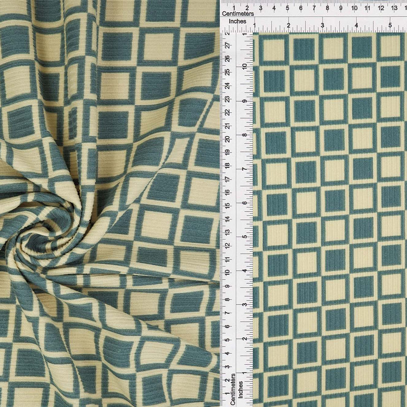 Geometric Checker Rib Knit Stretch Fabric