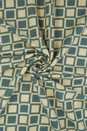 Tela de punto elástico suave con costilla 4x2 y estampado geométrico a cuadros, 58/60" de ancho