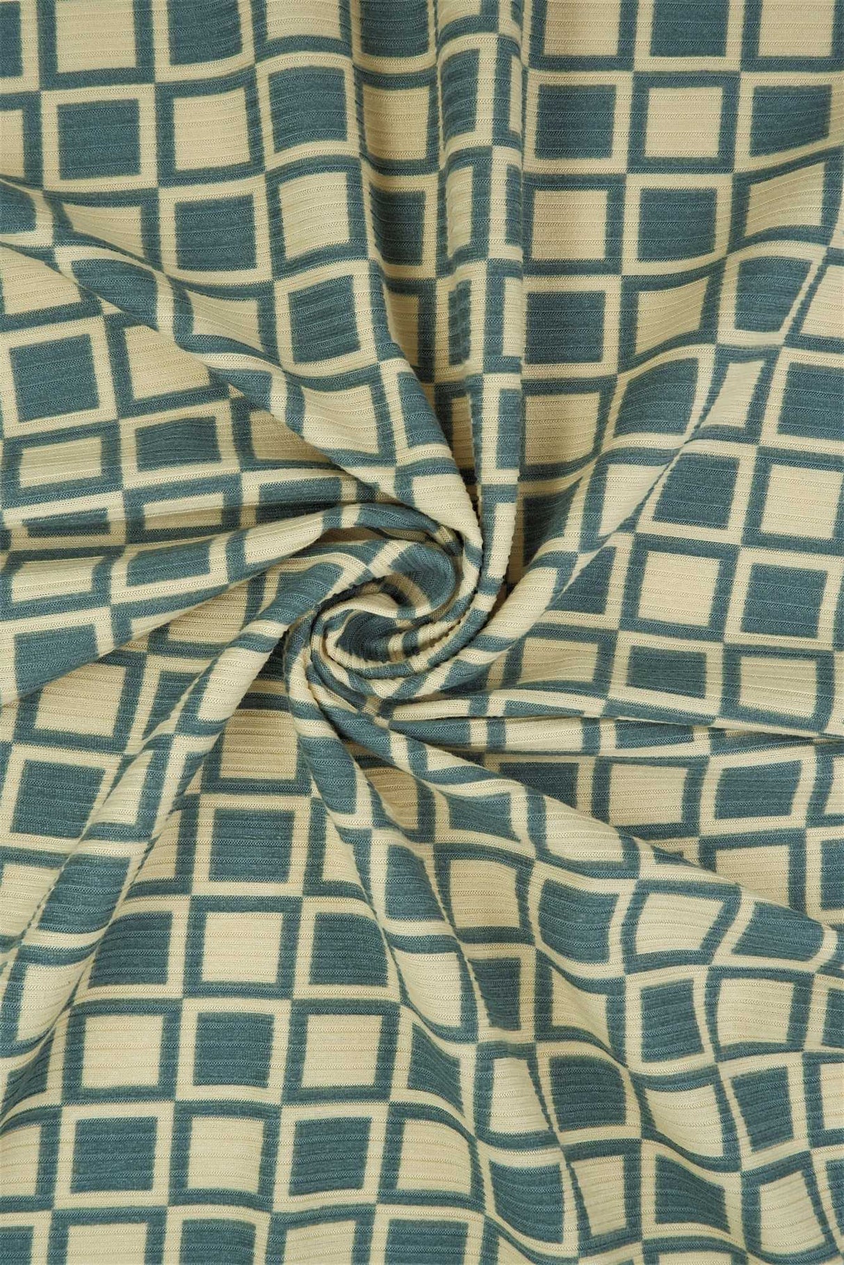 Geometric Checker Rib Knit Stretch Fabric