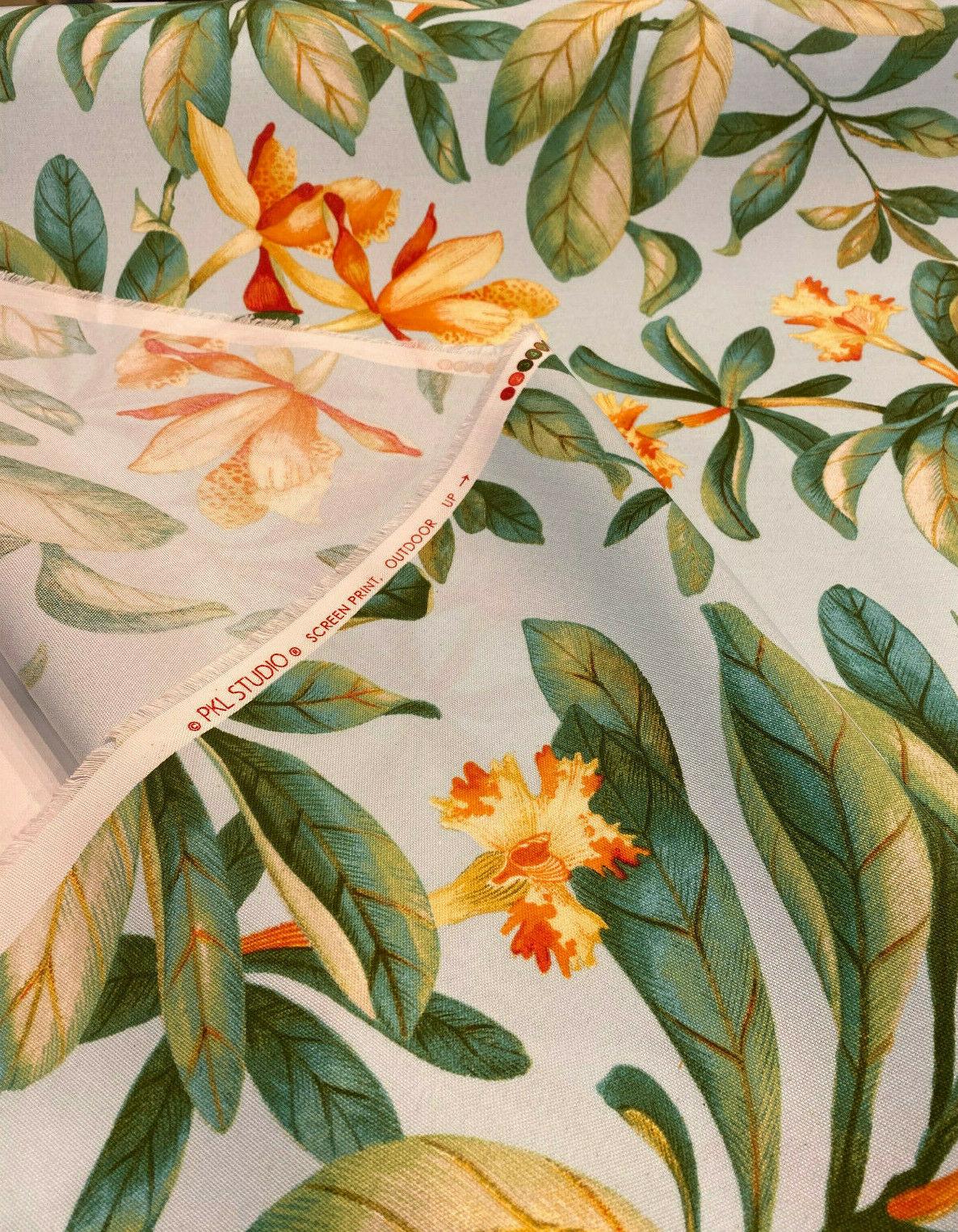 Orchid Valley Floral Outdoor Fabric - Blue Mist Floral, 54" Width (1 Yard)